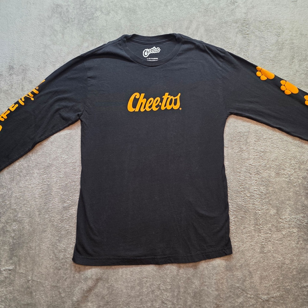 Cheetos Shirt Mens L Black Long Sleeve Chester Cheetah Basketball Graphic Tee